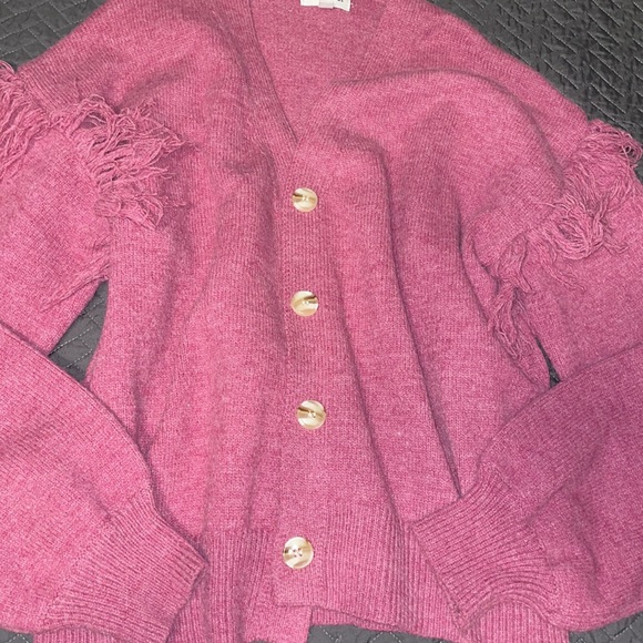 NWT— &MERCI |  Fringed Sleeve cardigan size | large - Picture 5 of 10